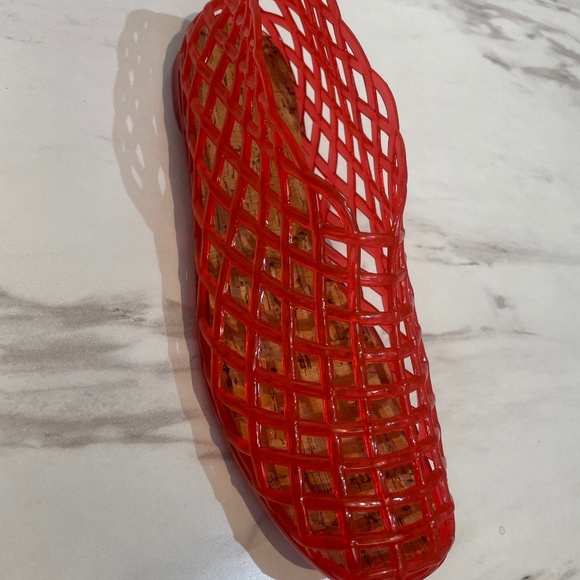 Women Red  Hollow Jelly Sandals Beach Ballerina Jelly Mesh Ballet Flats Ds109 - Picture 1 of 5